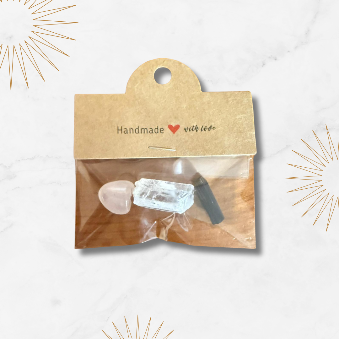 Clear Quartz, Rose Quartz & Black Tournaline Bundle